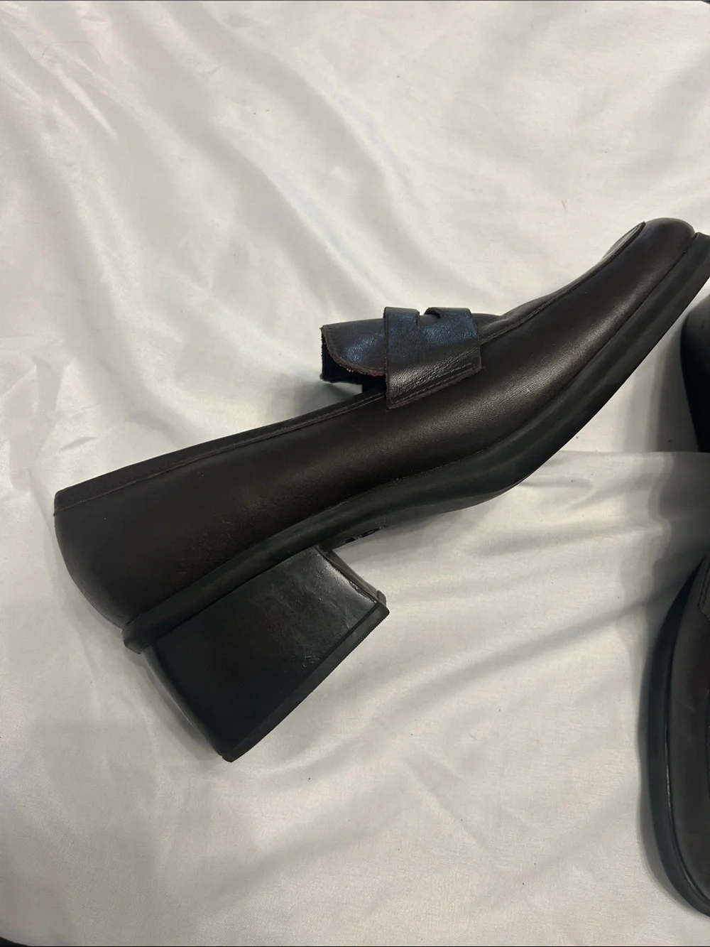 Nine West Dark Brown Leather Platform Loafers